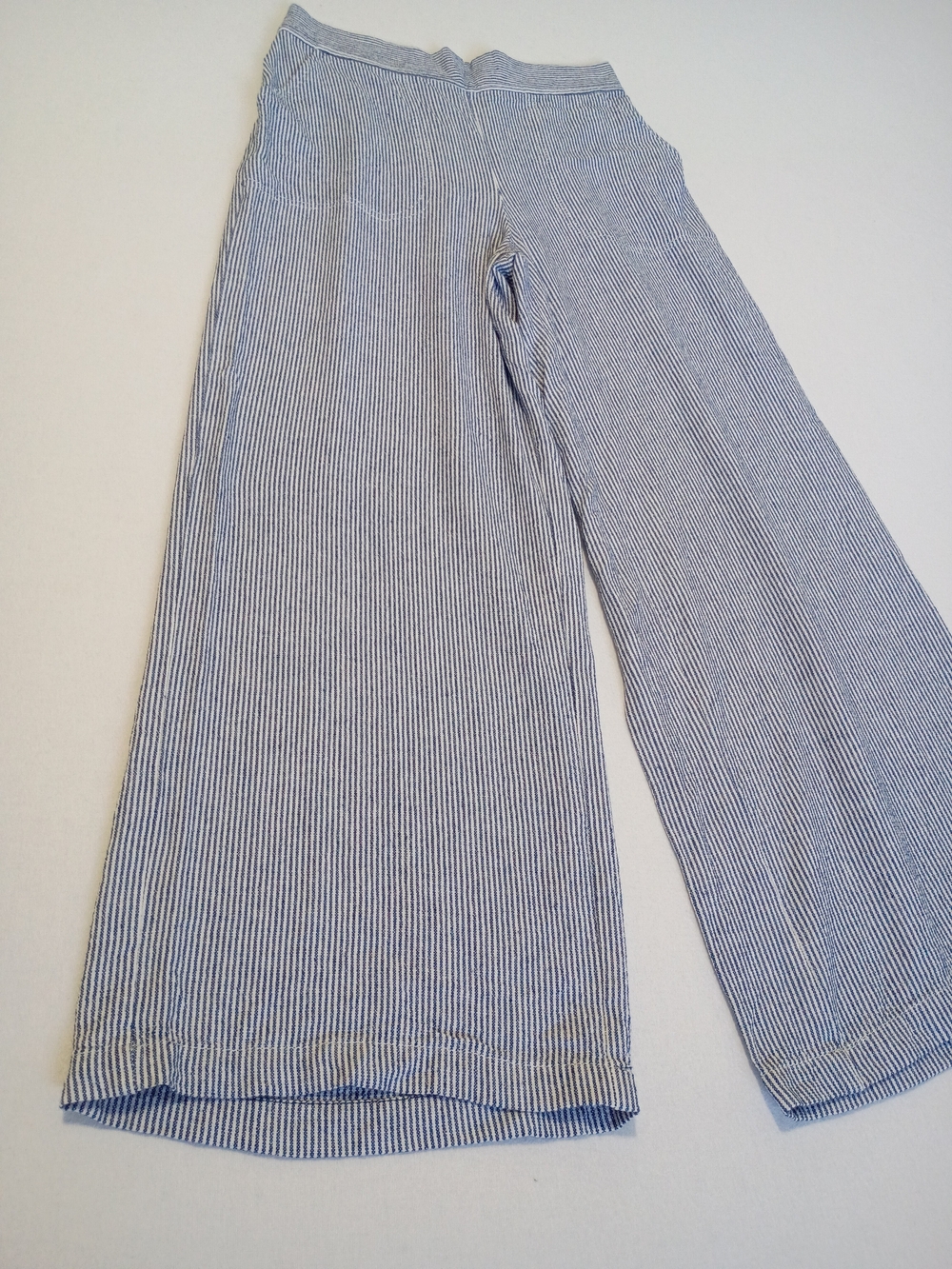 Max Studio London Striped Wide Leg Pants Womens Size Medium Blue White Pockets